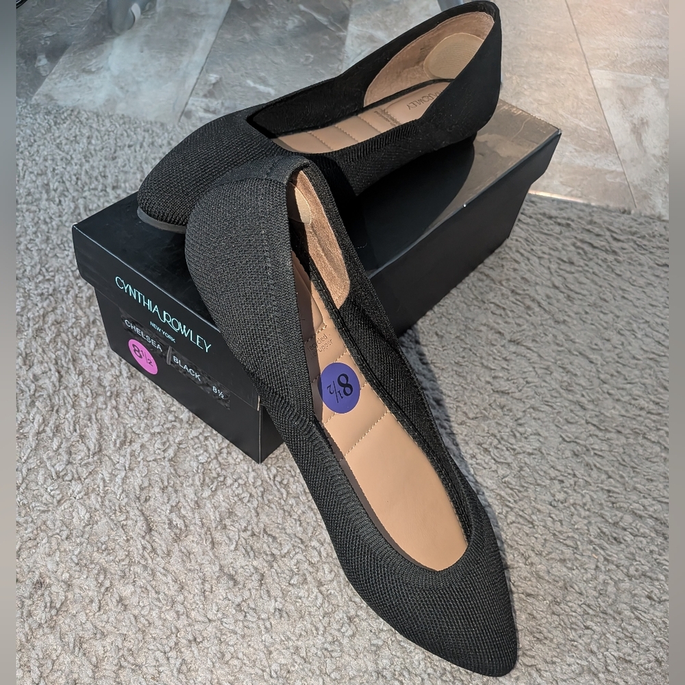 Cynthia Rowley Black Textured Flats